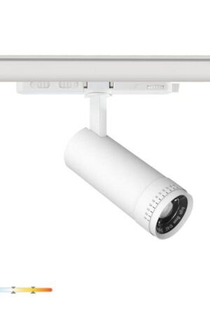 Reflektor LED 10W biały na szynę 3-fazową – regulowany kąt 10–60°, CRI ≥90 - Biały