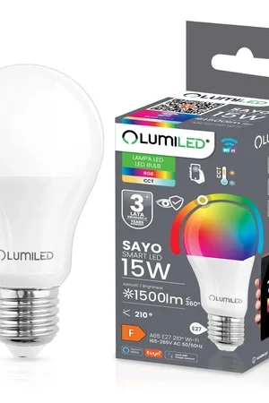 Żarówka LED E27 A65 15W = 100W 1500lm RGB CCT Ściemnialna Inteligentna TUYA WiFi SMART SAYO